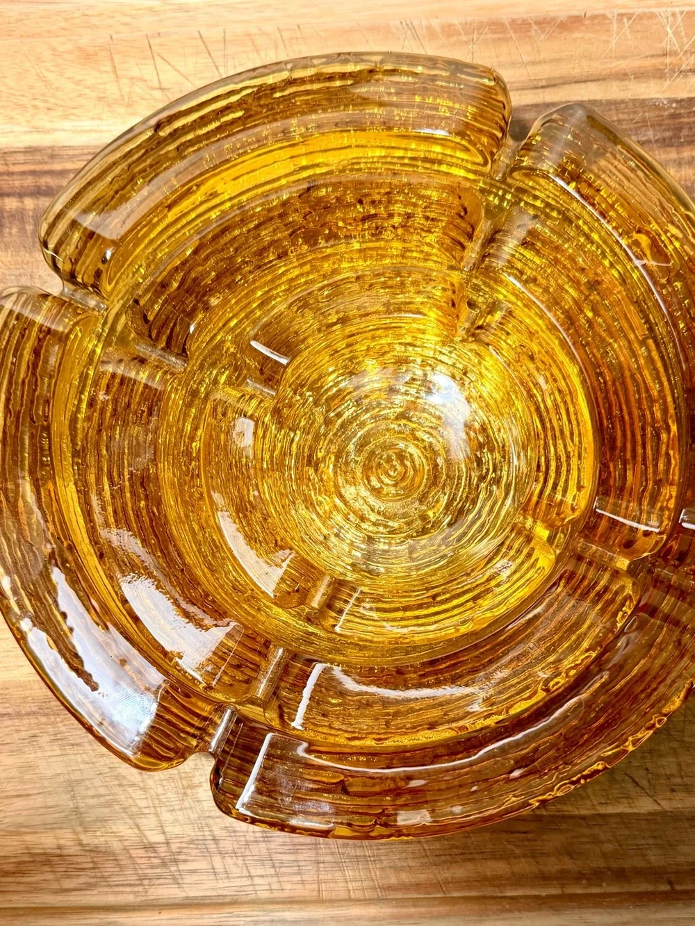 1970s Amber Glass Nesting Ashtray Set - 3 Vintage Style Trays